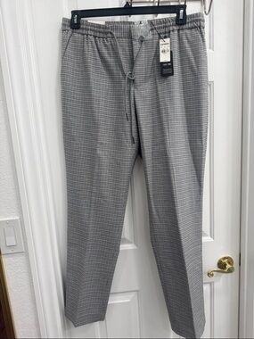 Express Men's Gray Checked Drawstring Pants